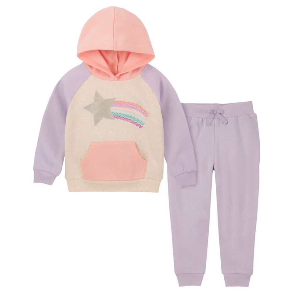 Kids Headquarters Toddler Girls Shooting Star Raglan Fleece Hoodie Joggers 2